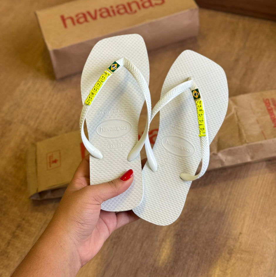 Havaianas Slim Square + Placa Logo + Pin Brasil