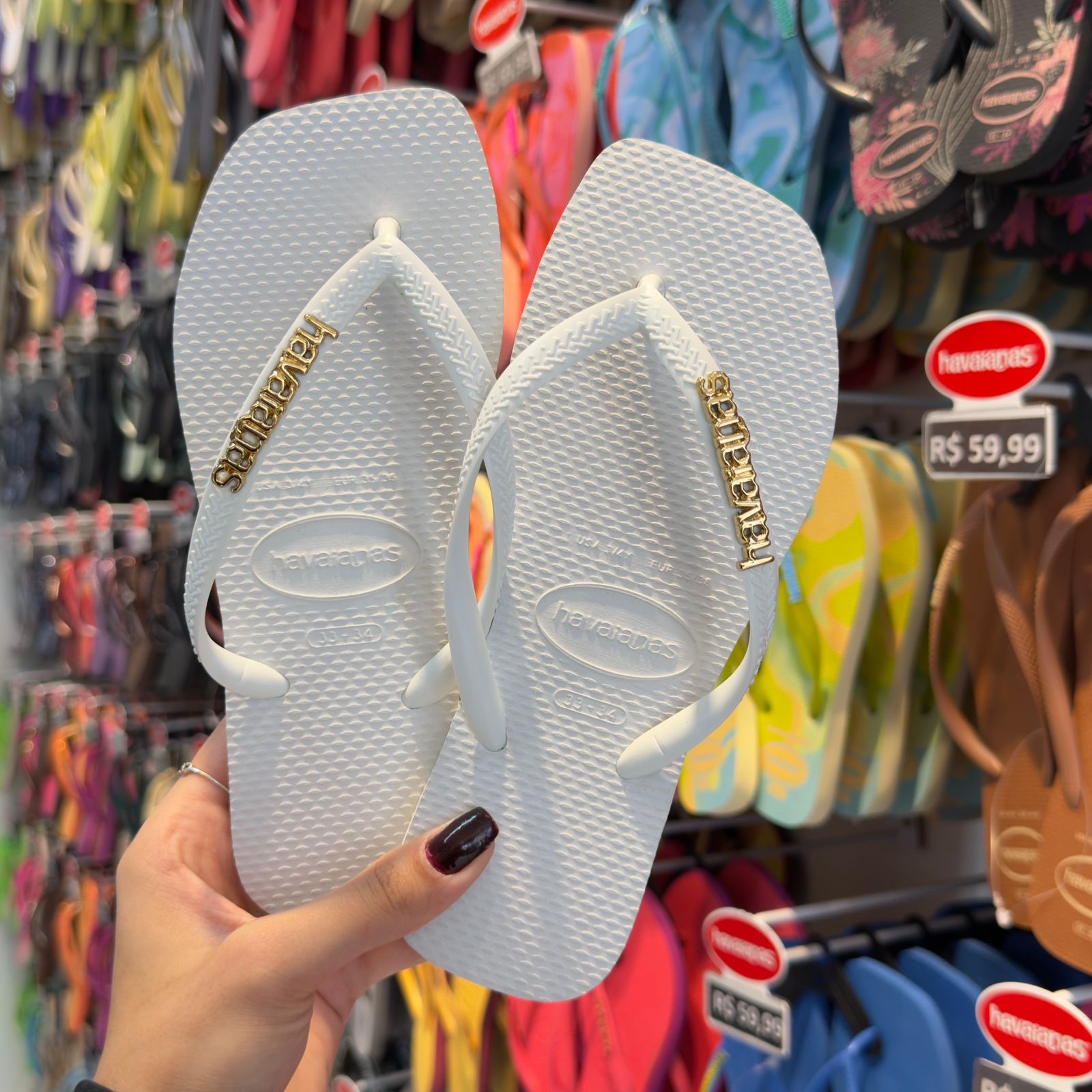 Havaianas Slim Square + Placa Logo Dourado